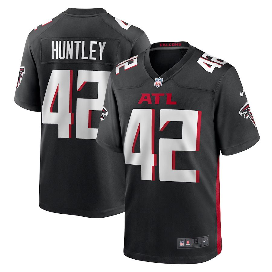 Men Atlanta Falcons 42 Caleb Huntley Nike Black Game NFL Jersey